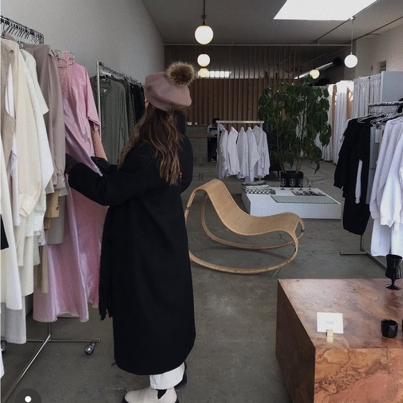 Zara Jackets & Blazers - Black Long Coat with Beige Hat
